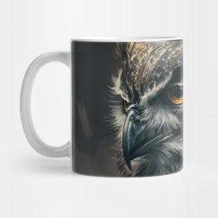 Owl Portrait Animal Nature Wildlife Dark Painting Wild Spirit Bird Mug